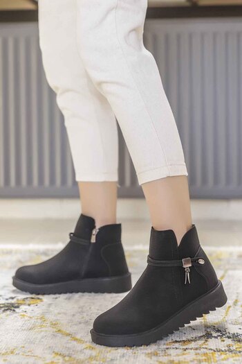 Mamito Ayakkabı Dm 1001 Zippered Boots-Black Nubuck