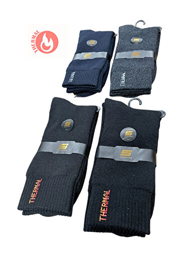 socksbox Erkek Kışlık Dikişsiz Termal Çorap/4 Çift/40-45
