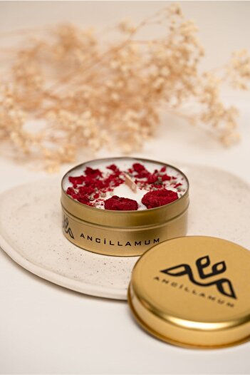 ANCİLLA Dekoratif Hediyelik Soya Mum(WAX) Metal Kutulu Aromaterapi Sandal Esans Kokulu Mum 03