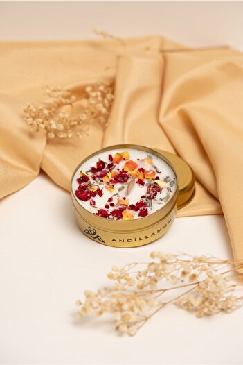 ANCİLLA Dekoratif Hediyelik Soya Mum(WAX) Metal Kutulu Aromaterapi Afrodizyak Kokulu Mum 09