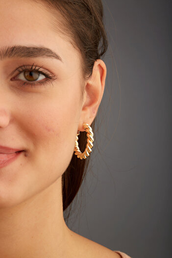 Joy of Jade Twisted Hoop Women's Earrings, Gold