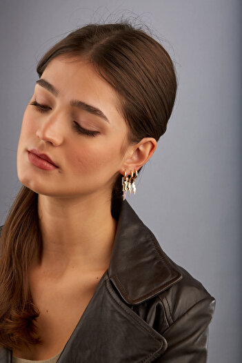 Joy of Jade Blitz Hoop Women's Earrings, Lightning Charm, 3-Piece