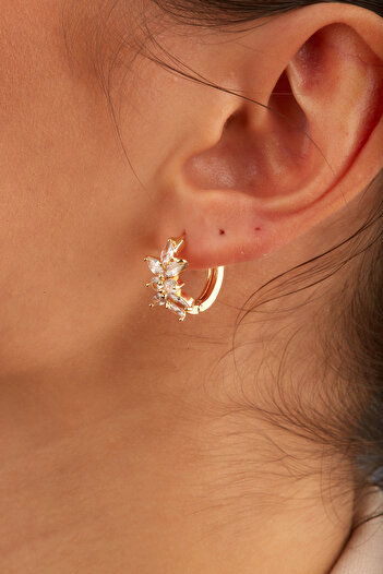 Joy of Jade Lenora Hoop Women's Earrings, Gold