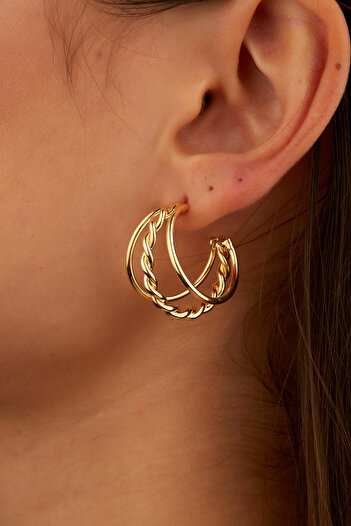 Joy of Jade Wired Hoop Women's Earrings, Gold