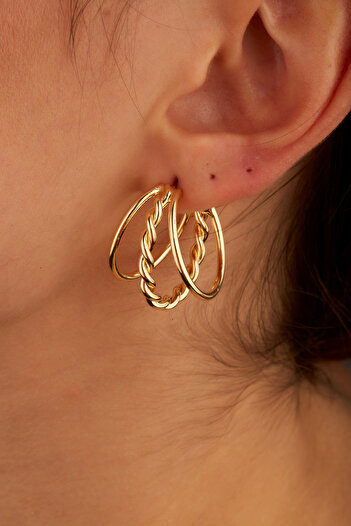 Joy of Jade Wired Hoop Women's Earrings, Gold