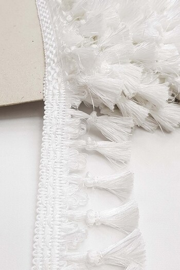 Hobigram Decorative Ribbon White Knotted Tassel Fringe 7cm (1 Mt) – Decorative Ribbon, Stylish Design – Decorative Ribbon