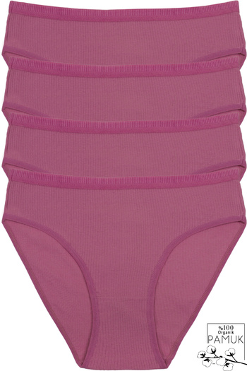 Humaone 5-Piece Women's Dusty Rose Colored Ribbed Waist Bikini Panties Bk2-d3