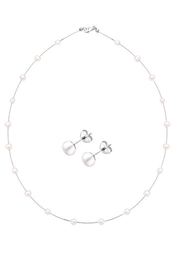 ELLI Schmuckset Süßwasserperlen 925 Ayar Gümüş