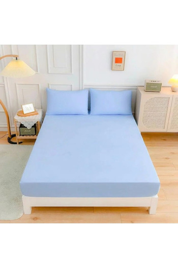 ENESSA DOUBLE OVERSIZED ELASTIC SHEET SET LIGHT BLUE
