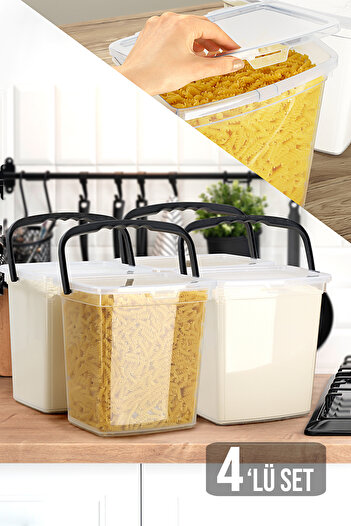 Meleni Home 4-Piece Flour and Legumes Container 6 Lt Storage Container