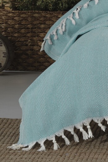 Lux Touch Lily Turquoise Single Pike - 145x200cm Cotton Tufted Bed Sofa Couch Armchair Cover