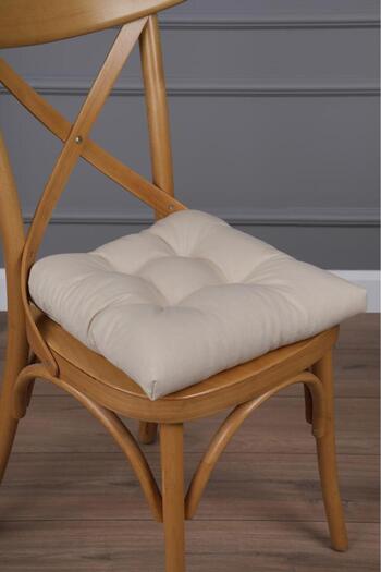 ALTINPAMUK Gold Beige Fluffy Chair Cushion Special Stitched Lace up 40X40Cm