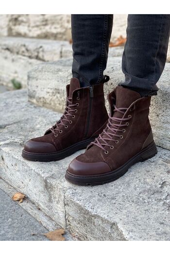 LONATOLİA Men's Genuine Leather Suede Lace-up Boots