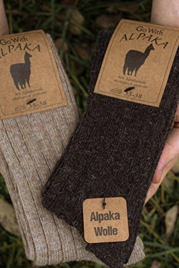 Aytuğ Unisex Alpaka Yünü Kışlık Soket 2'li Çorap - 3095 B/k