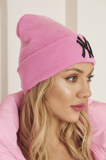 Eke Tekstil Pembe Unısex Ny Nakış Detaylı Yumuşak Dokulu Triko Bere