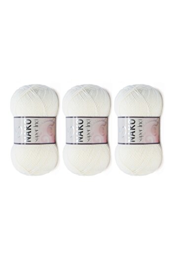 NAKO 300 Ecru Super Pearl Hand Knitting Yarn - 100 G, 3 Colors