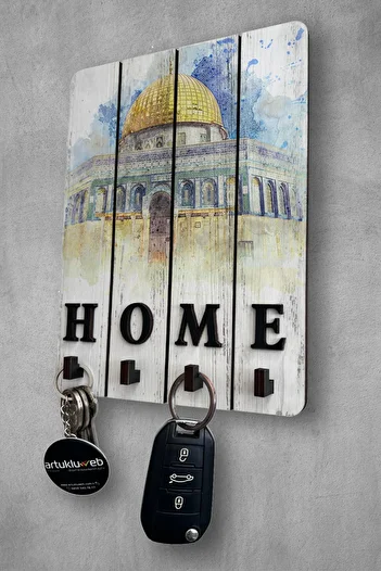 beedene Wooden White Decorative Key Hanger - Mosque Aksa Home