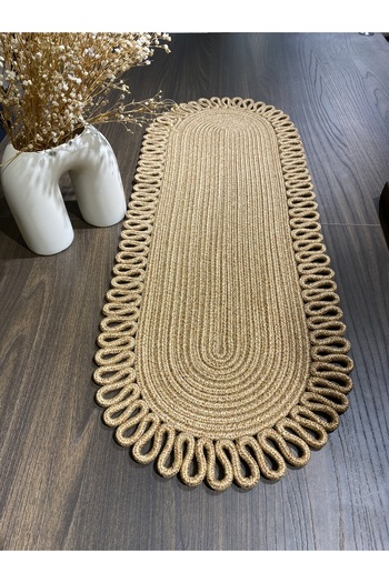 MaVaux Galaxy Doğal Jüt, Desenli, Hasır, Amerikan Servis, Masa, Sehpa Örtüsü Runner. 30x80