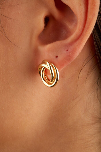Joy of Jade Elegans Women's Button Gold Color Earrings