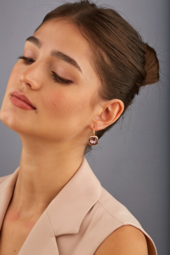 Joy of Jade Darla Zircon Large Diamond Jewelled Earrings, Pink