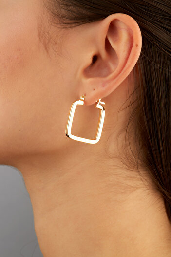 Joy of Jade Angled Hoop Earrings, Gold