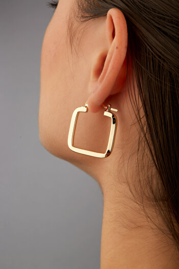 Joy of Jade Angled Hoop Earrings, Gold