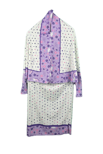 Altobeh Children's Prayer Suit Practical Two Pieces Patterned Sleeves and Removable Headscarf Lycra Hijab Dress (6-12