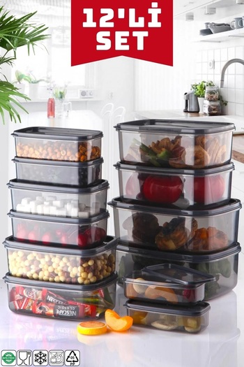 Open Home Concept Set of 12 Rectangular Storage Container Set - Platinum Series