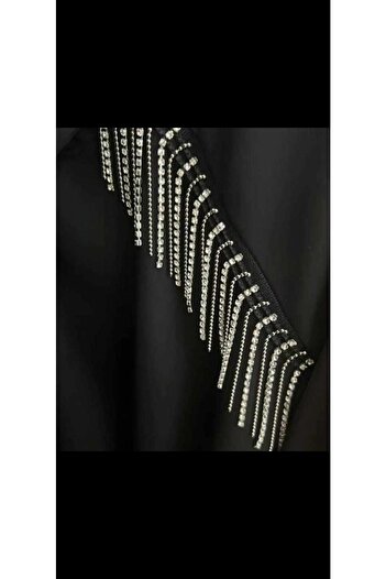 Hobigram Decorative Ribbon Special Black Tulle Crystal Stone Ball Chain Fringe Ribbon – Decorative Ribbon – Decorat