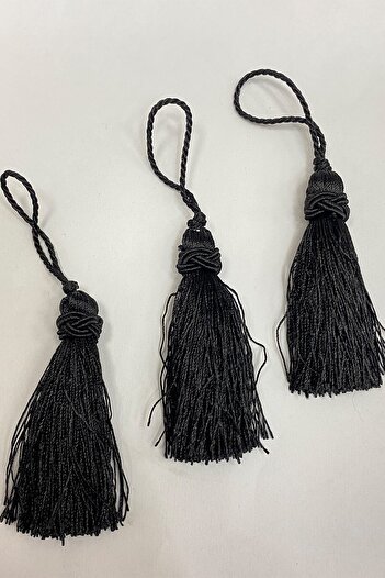 Hobigram Decorative Ribbon Black Knotted Single Tassel 7 cm 1 Piece – Decorative Ribbon, Stylish Design – Decorative Ş
