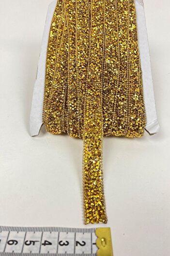 Hobigram Decorative Strip Gold Iron-On Stone Chain Strip Applique – Decorative Strip, Stylish Design – Dek