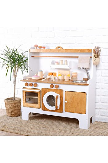Anne ve Tasarım Ahşap Montessori Oyun Mutfağı - - Kids Wood Store Oyun Mutfakları