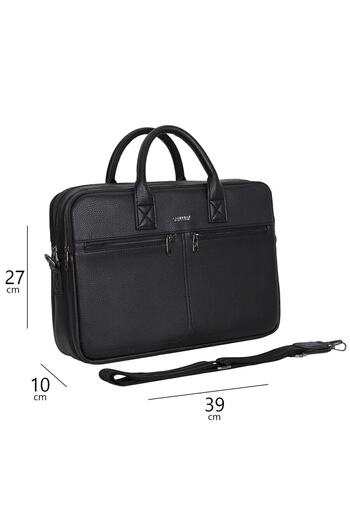 Cambridge Polo Club Black Faux Leather Briefcase - Plevr50073