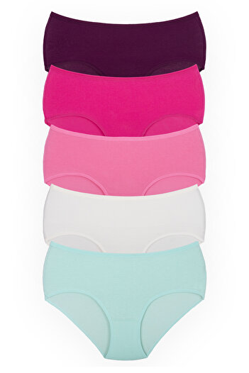 Humaone 5-Piece Mixed Women's Lycra Bato Cotton Panties Fuchsia, Pink, Ecru, Purple, Lilac Bt1-a66