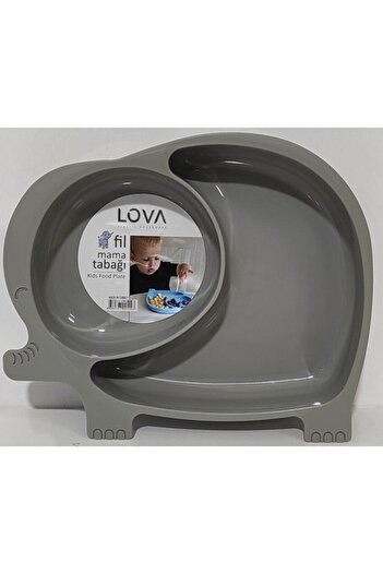 Lova Elephant Shaped 2 Chamber Food Plate Gray