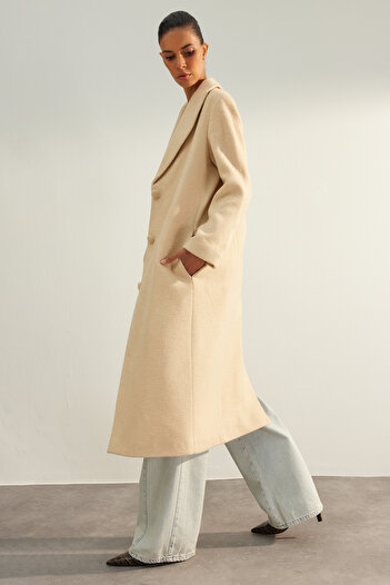 Trendyol Collection Stone Oversize Wide Cut Woolen Coat TWOAW24KB00162
