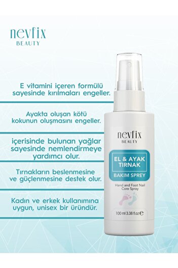 Nevfix Beauty El Ayak Tırnak Mantar Spreyi 100 ml Koku Giderici Nemlendirci