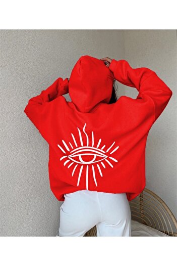 NewCabin Red Eye Printed 3 thread Sweatshirt - Raised Thick 3 thread