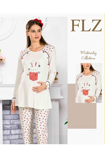 FLZ Maternity Pajama Set Ecru
