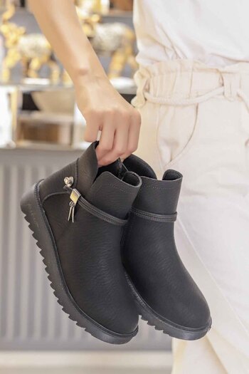 Mamito Ayakkabı Dm 1001 Zippered Boots-Black Nubuck