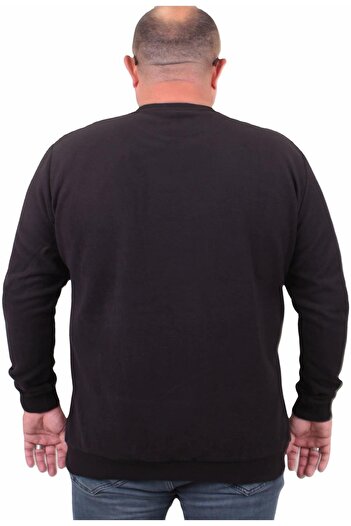 MocGrande Μεγάλο μέγεθος Thessaloniki V-Neck Classic Sweatshirt 23201 ΜΑΥΡΟ