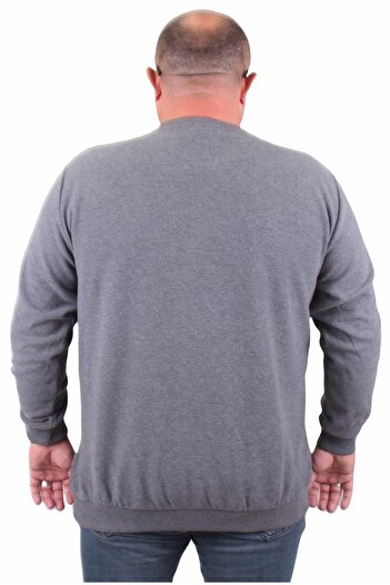MocGrande Μεγάλο μέγεθος Thessaloniki V-Neck Classic Sweat 23201 ANTHRACITE