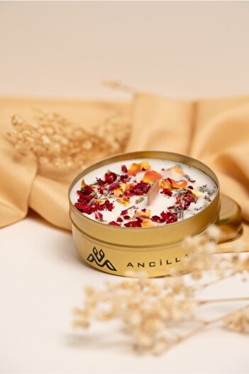 ANCİLLA Dekoratif Hediyelik Soya Mum(WAX) Metal Kutulu Aromaterapi Afrodizyak Kokulu Mum 09