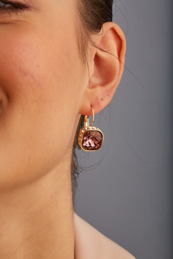 Joy of Jade Darla Zircon Large Diamond Jewelled Earrings, Pink