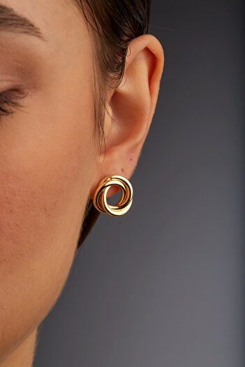 Joy of Jade Elegans Women's Button Gold Color Earrings