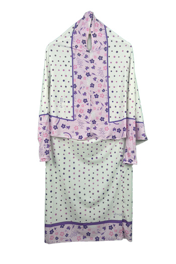Altobeh Children's Prayer Suit Practical Two Pieces Patterned Sleeves and Removable Headscarf Lycra Hijab Dress (6-12