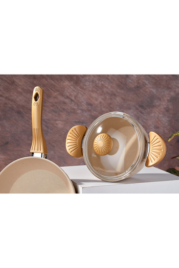 Taç Set de vase de gătit din granit crem 7 piese - Slice T4923