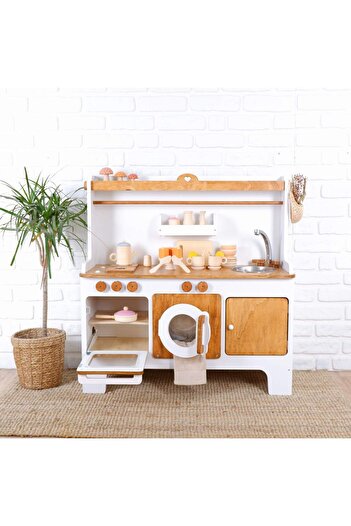 Anne ve Tasarım Ahşap Montessori Oyun Mutfağı - - Kids Wood Store Oyun Mutfakları