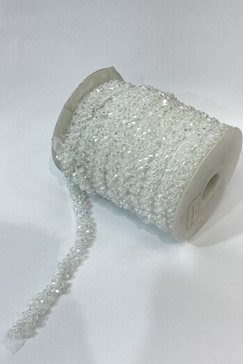 Hobigram Decorative Ribbon Pyramid Crystal Beaded Embroidered Ribbon 1 Mt – Decorative Ribbon, Stylish Design – Dekora