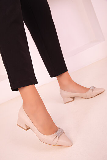 SOHO Beige Women's Classic Heeled Shoes 18363